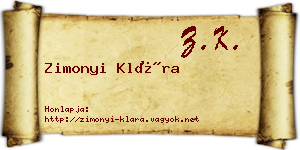 Zimonyi Klára névjegykártya