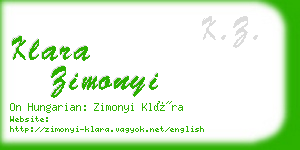 klara zimonyi business card